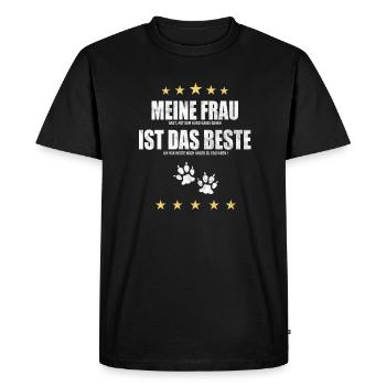 Ma femme | Chien | Gassi | plein d'esprit - T-shirt Premium bio Homme - noir - Devant - Nico (187cm)