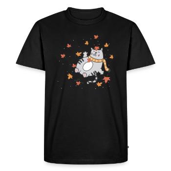 Chat d'automne - T-shirt Premium bio Homme - noir - Devant - Nico (187cm)