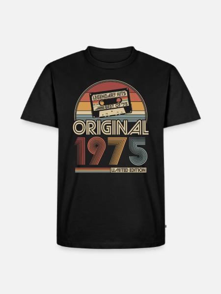 1975 Vintage Jahrgang Geburtstag Retro Geschenk - Herre Premium økologisk T-shirt - sort