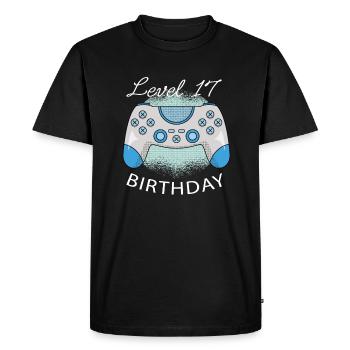 Niveau 17 Anniversaire Jouer Cadeau d’anniversaire - T-shirt Premium bio Homme - noir - Devant - Nico (187cm)