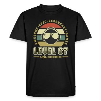 67 - T-shirt Premium bio Homme - noir - Devant - Nico (187cm)