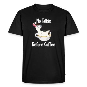 No Talkie Before Coffee Pako Lama Alpaca Alpaga - T-shirt Premium bio Homme - noir - Devant - Nico (187cm)