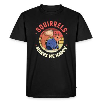 Squirrels Makes Me Happy Japanese Fox Eastern - Men's Premium Organic T-Shirt - black - Front - Nico (187cm)