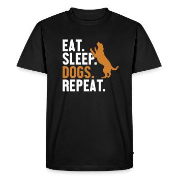 Eat Sleep Dogs Repeat Mâle Quadrupède Wauwau Chien - T-shirt Premium bio Homme - noir - Devant - Nico (187cm)