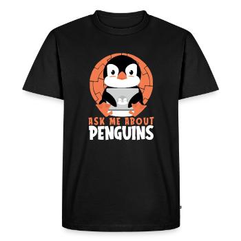 Ask me about Penguins Pingouin royal Pingouin - T-shirt Premium bio Homme - noir - Devant - Nico (187cm)