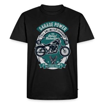 GARAGE REBEL REBELLION RACE CHOPPER BIKER MOTIF - T-shirt Premium bio Homme - noir - Devant - Nico (187cm)