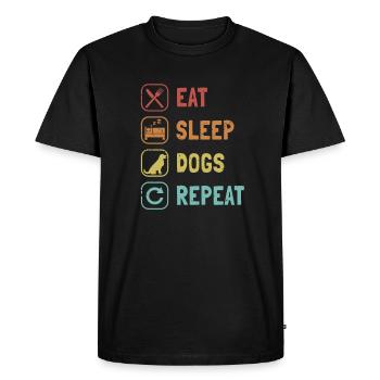 Eat Sleep Dogs Repeat Quadrupède Wauwau Mâle Chien - T-shirt Premium bio Homme - noir - Devant - Nico (187cm)