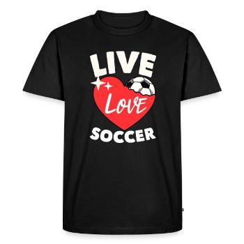 Live Love Soccer footballeur professionnel dieu - T-shirt Premium bio Homme - noir - Devant - Nico (187cm)