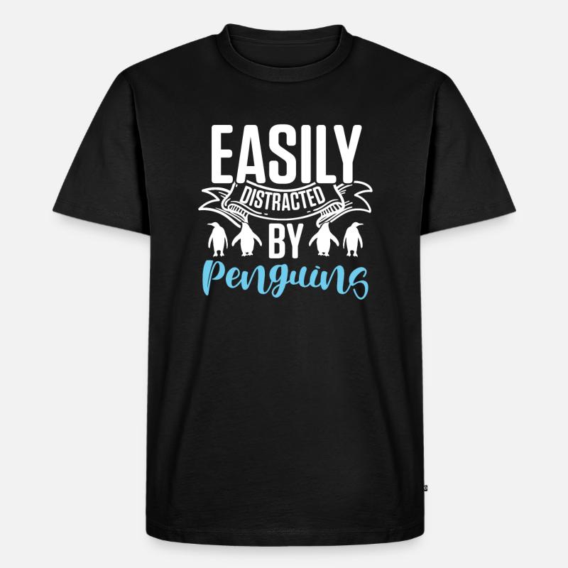Easily distracted by Penguins Kaiserpinguin - Männer Premium Bio T-Shirt - Schwarz