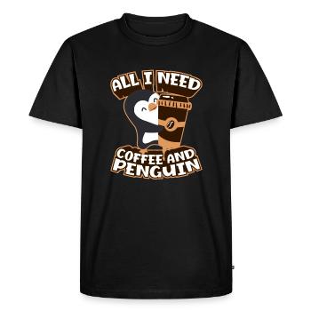 Coffee and Penguin Emperor Sea Bird King Penguin - Men's Premium Organic T-Shirt - black - Front - Nico (187cm)