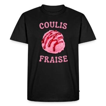Boule de Glace Fraise Coulis Fraise - T-shirt Premium bio Homme - noir - Devant - Nico (187cm)
