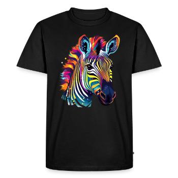 Colorful Zebra Splashes of Paint Splashes - Men's Premium Organic T-Shirt - black - Front - Nico (187cm)