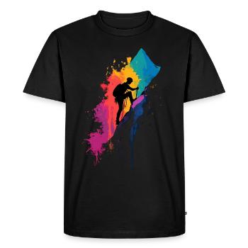 Alpinisme coloré Alpinisme Randonnée Escalade - T-shirt Premium bio Homme - noir - Devant - Nico (187cm)