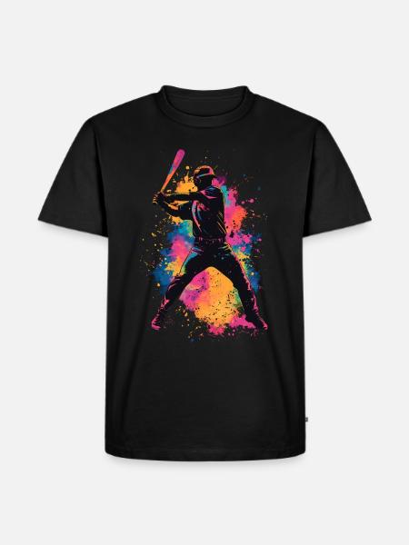 Bunter Baseball Spieler - Männer Premium Bio T-Shirt - Schwarz
