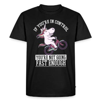 Sweet unicorn on a bike - Men's Premium Organic T-Shirt - black - Front - Nico (187cm)