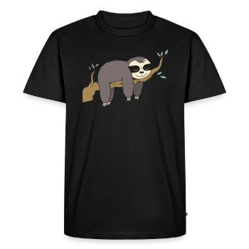 Sloth is lazy on the tree Funny picture - Men's Premium Organic T-Shirt - black - Front - Nico (187cm)