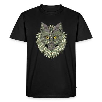 Wolf Forest Wildlife Geometric Todem Wilderness Dog - T-shirt Premium bio Homme - noir - Devant - Nico (187cm)