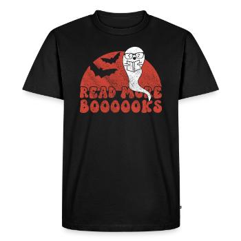 Halloween Bookworm Ghost Lire la suite Booooks - T-shirt Premium bio Homme - noir - Devant - Nico (187cm)