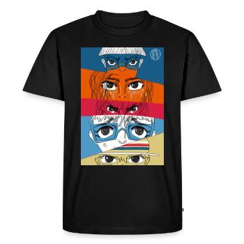 Anime Eyes Collage #1 - Men's Premium Organic T-Shirt - black - Front - Nico (187cm)