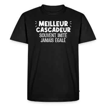 MEILLEUR CASCADEUR souvent imité jamais égalé - T-shirt Premium bio Homme - noir - Devant - Nico (187cm)