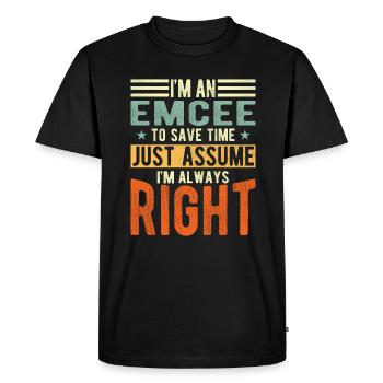 Présentateur - T-shirt Premium bio Homme - noir - Devant - Nico (187cm)