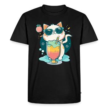 L’amour du chat en style cocktail - T-shirt Premium bio Homme - noir - Devant - Nico (187cm)