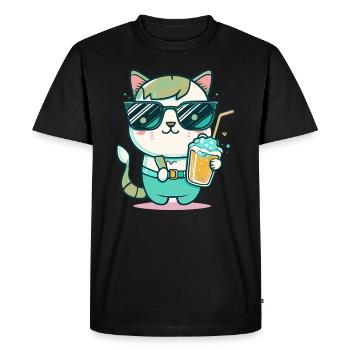 Tropical Cat: Le rêve d’un amoureux des chats - T-shirt Premium bio Homme - noir - Devant - Nico (187cm)