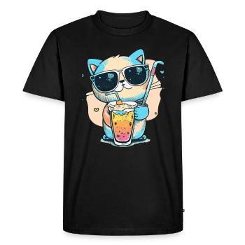 Le rêve d’un amoureux des chats - T-shirt Premium bio Homme - noir - Devant - Nico (187cm)