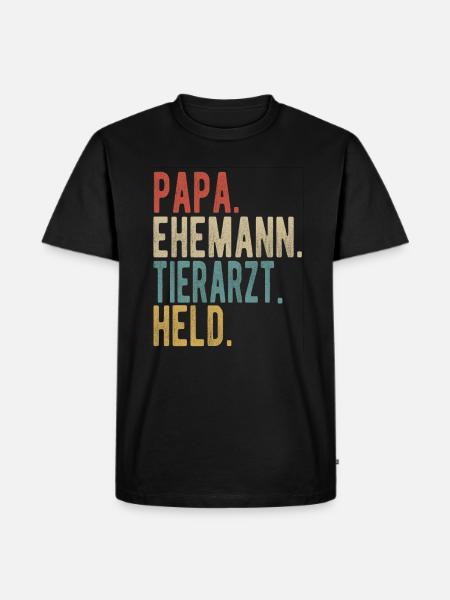 Tierarzt Papa Ehemann Held - Männer Premium Bio T-Shirt - Schwarz