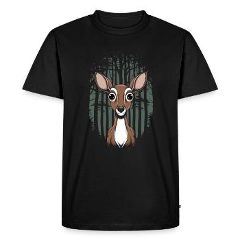 Cottagecore Cerf Dans Les Bois Nature Motif - T-shirt Premium bio Homme - noir - Devant - Nico (187cm)