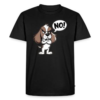 Cocker Spaniel disant "Non ! - T-shirt Premium bio Homme - noir - Devant - Nico (187cm)