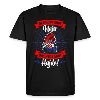 CROATIAN | HEART SAYS HADJE - Men's Premium Organic T-Shirt - black - Front - Nico (187cm)