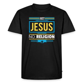 Just Jesus No Religion - Männer Premium Bio T-Shirt - Schwarz - Vorne - Nico (187cm)