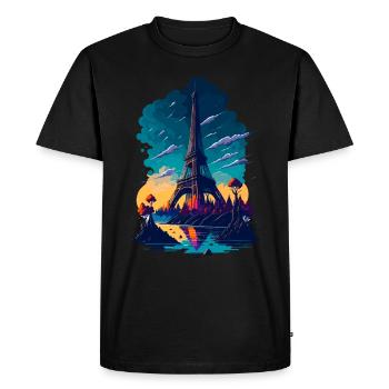 Abstract Tower of Paris - Men's Premium Organic T-Shirt - black - Front - Nico (187cm)
