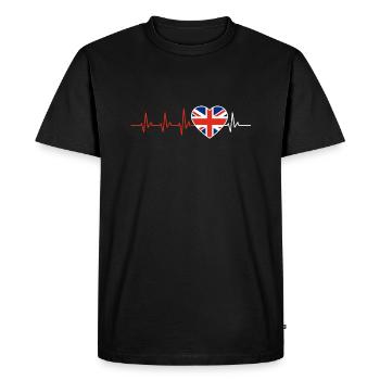 CADEAU DE DRAPEAU HEARTBEAT ROYAUME-UNI - T-shirt Premium bio Homme - noir - Devant - Nico (187cm)