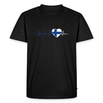 HEARTBEAT FINLANDE SUOMI EKG FLAG CADEAU - T-shirt Premium bio Homme - noir - Devant - Nico (187cm)