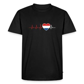 HEARTBEAT HOLLAND PAYS-BAS CADEAU DE DRAPEAU ECG - T-shirt Premium bio Homme - noir - Devant - Nico (187cm)