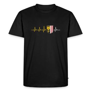BATTEMENT DE COEUR HAUTE-AUTRICHE ARMOIRIES DRAPEAU CADEAU - T-shirt Premium bio Homme - noir - Devant - Nico (187cm)