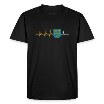 HEART BEAT LOWER AUSTRIA NÖ ECG FLAGGE GIFT - Men's Premium Organic T-Shirt - black - Front - Nico (187cm)