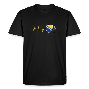 DRAPEAU DE LA BOSNIE BATTEMENT DE COEUR BOSNA BALKAN - T-shirt Premium bio Homme - noir - Devant - Nico (187cm)