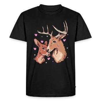 Deer Love Heart - Men's Premium Organic T-Shirt - black - Front - Nico (187cm)