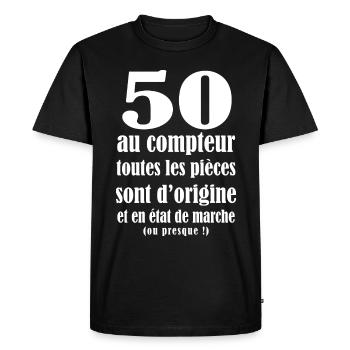 50 ans humour 50 E anniverdaire 50 Ans - T-shirt Premium bio Homme - noir - Devant - Nico (187cm)