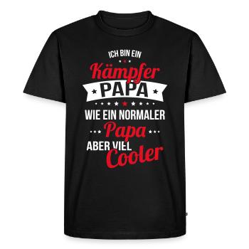 Kämpfer Papa wie ein normaler Papa viel cooler - Männer Premium Bio T-Shirt - Schwarz - Vorne - Nico (187cm)