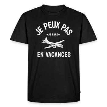Je peux pas je pars en vacances. - T-shirt Premium bio Homme - noir - Devant - Nico (187cm)