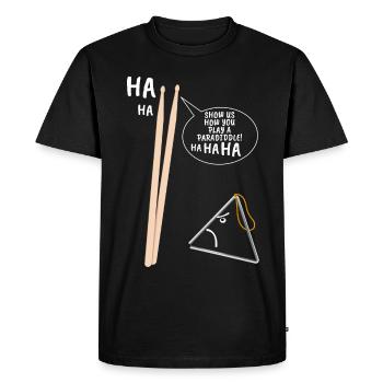 Batteur - humour de baguette - T-shirt Premium bio Homme - noir - Devant - Nico (187cm)