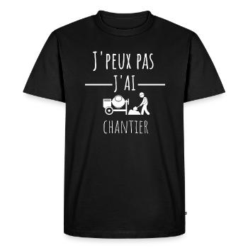 j'peux pas j'ai chantier cadeau anniversaire - T-shirt Premium bio Homme - noir - Devant - Nico (187cm)