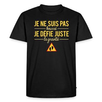 Je ne suis pas bourré je défie la gravité humour - T-shirt Premium bio Homme - noir - Devant - Nico (187cm)