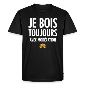 je bois toujours avec modération - T-shirt Premium bio Homme - noir - Devant - Nico (187cm)