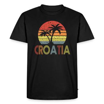 Croatia retro sun 01 - Men's Premium Organic T-Shirt - black - Front - Nico (187cm)