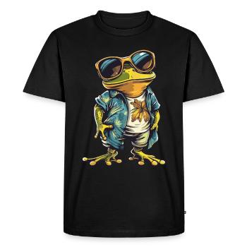 Frog Funny Summer - Men's Premium Organic T-Shirt - black - Front - Nico (187cm)